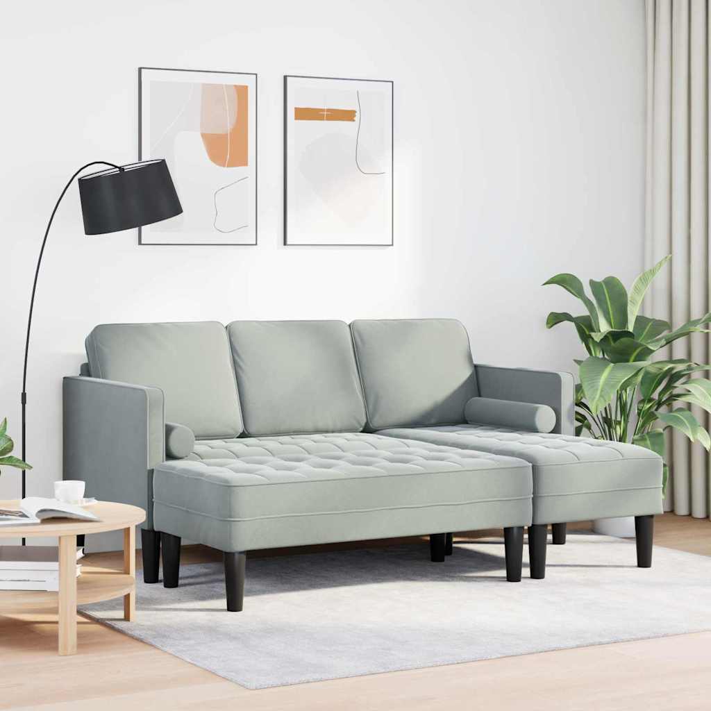 vidaXL Zestaw Sof z poduszką 2 pcs Jasnoszary Poliester