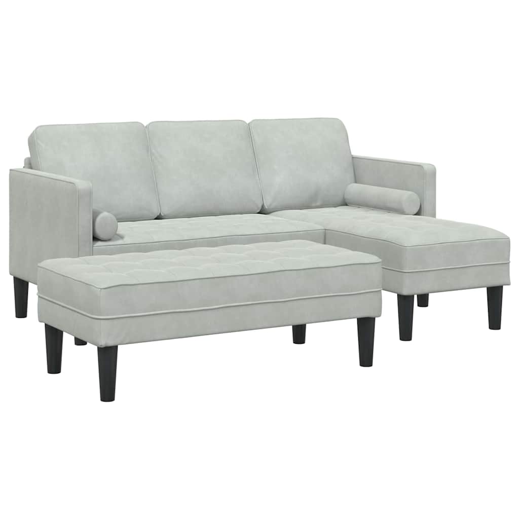 vidaXL Zestaw Sof z poduszką 2 pcs Jasnoszary Poliester
