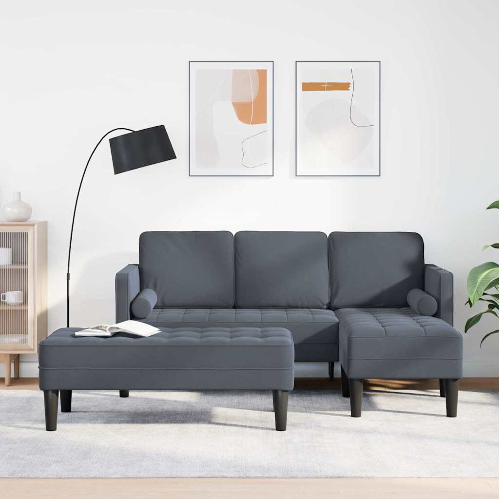 vidaXL Zestaw Sof z poduszką 2 pcs Ciemnoszary Poliester