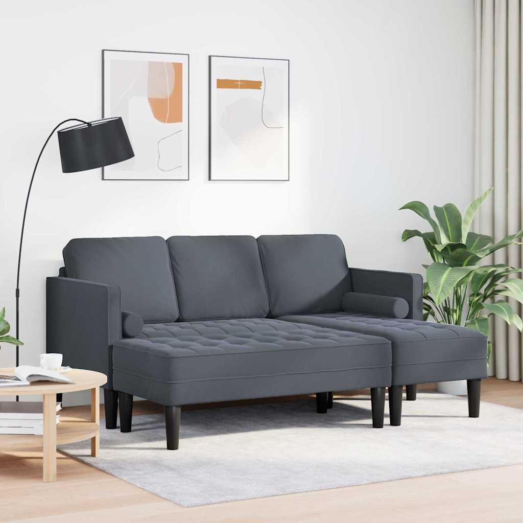 vidaXL Zestaw Sof z poduszką 2 pcs Ciemnoszary Poliester