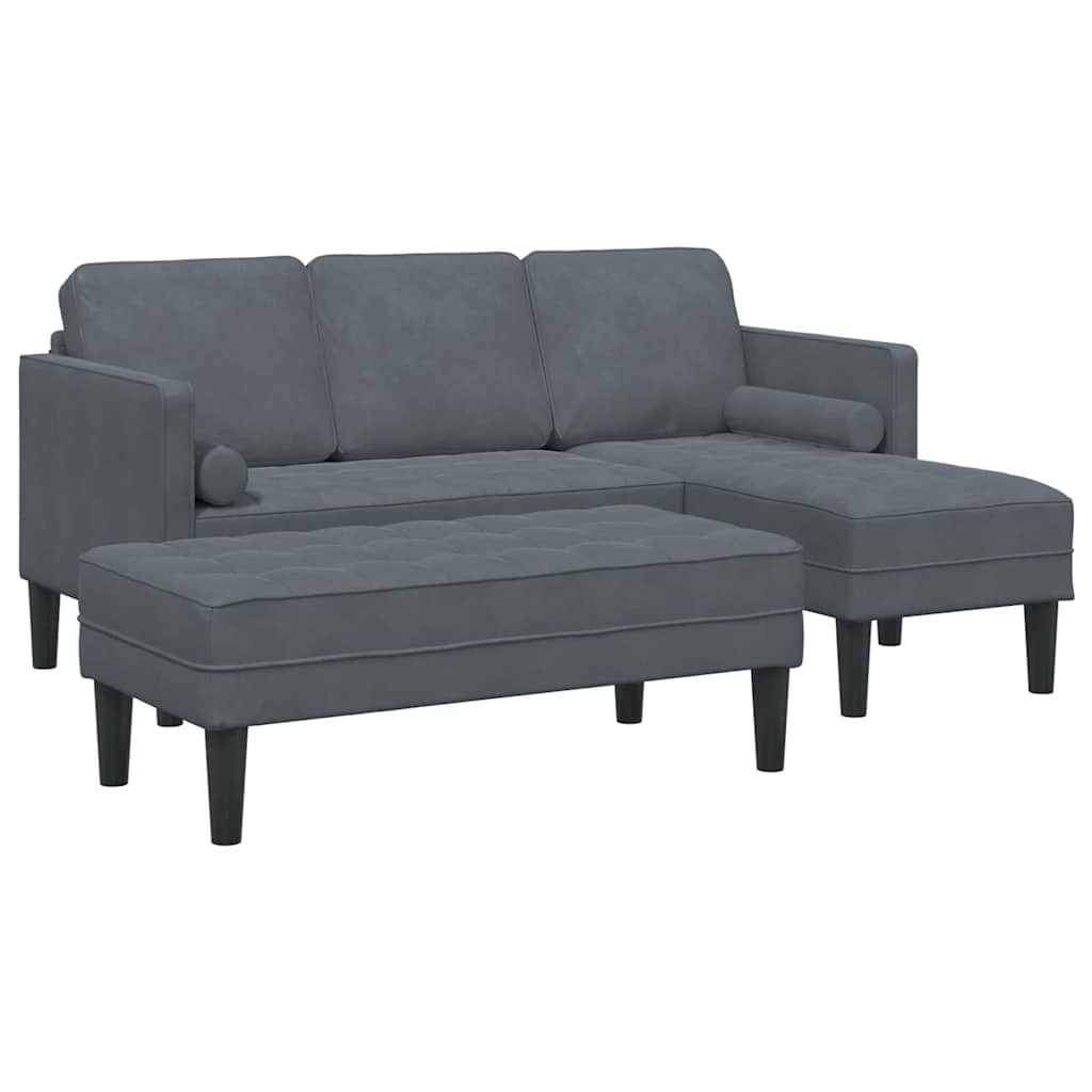 vidaXL Zestaw Sof z poduszką 2 pcs Ciemnoszary Poliester