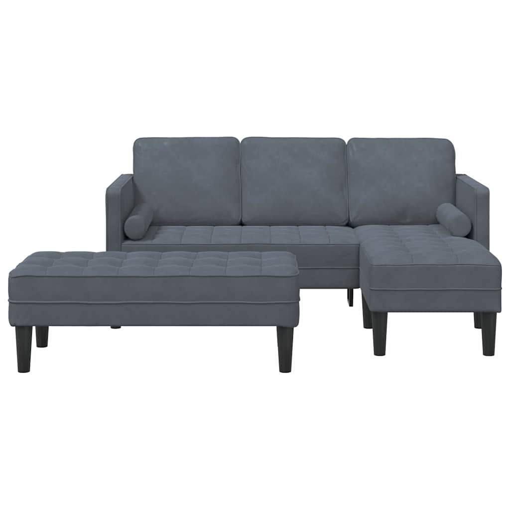 vidaXL Zestaw Sof z poduszką 2 pcs Ciemnoszary Poliester