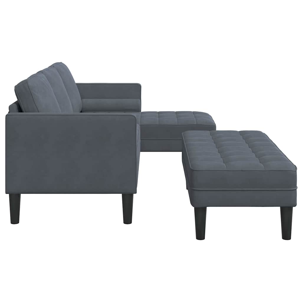 vidaXL Zestaw Sof z poduszką 2 pcs Ciemnoszary Poliester