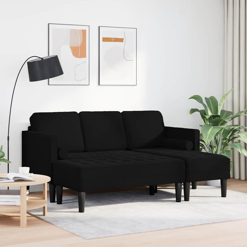 vidaXL Zestaw Sof z poduszką 2 pcs Czarny Poliester