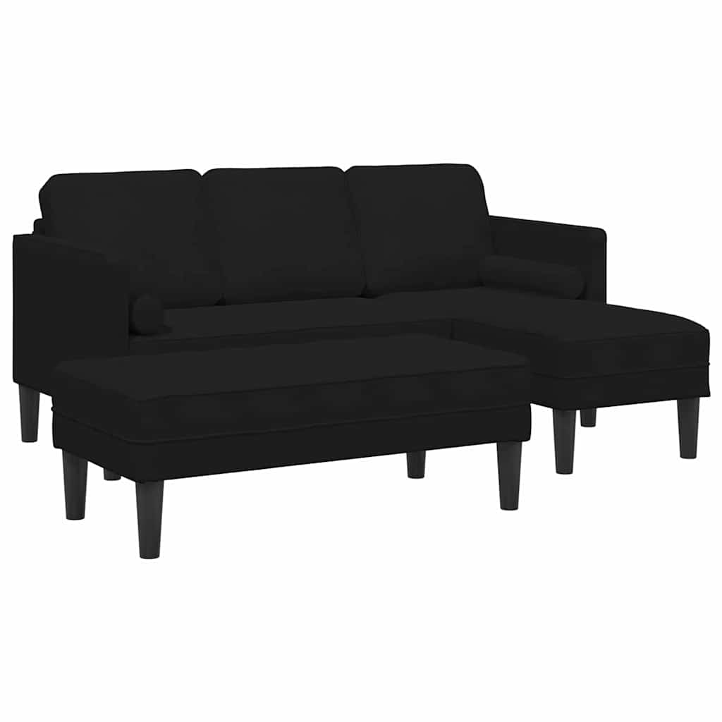 vidaXL Zestaw Sof z poduszką 2 pcs Czarny Poliester