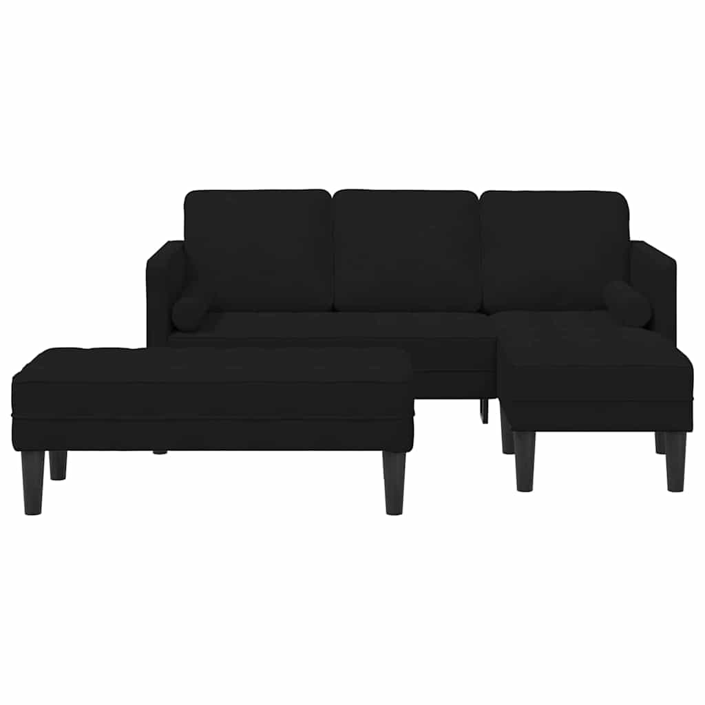 vidaXL Zestaw Sof z poduszką 2 pcs Czarny Poliester