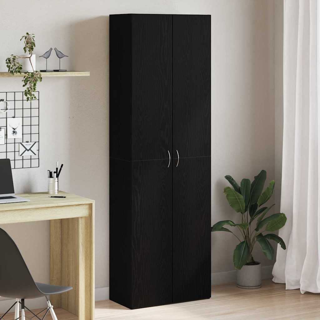 vidaXL Biurowa szafka z półką z drzwiami Czarny Dąb 60 x 32 x 190 cm