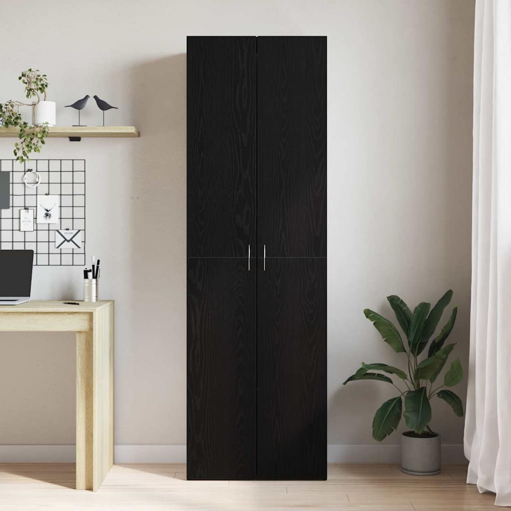 vidaXL Biurowa szafka z półką z drzwiami Czarny Dąb 60 x 32 x 190 cm
