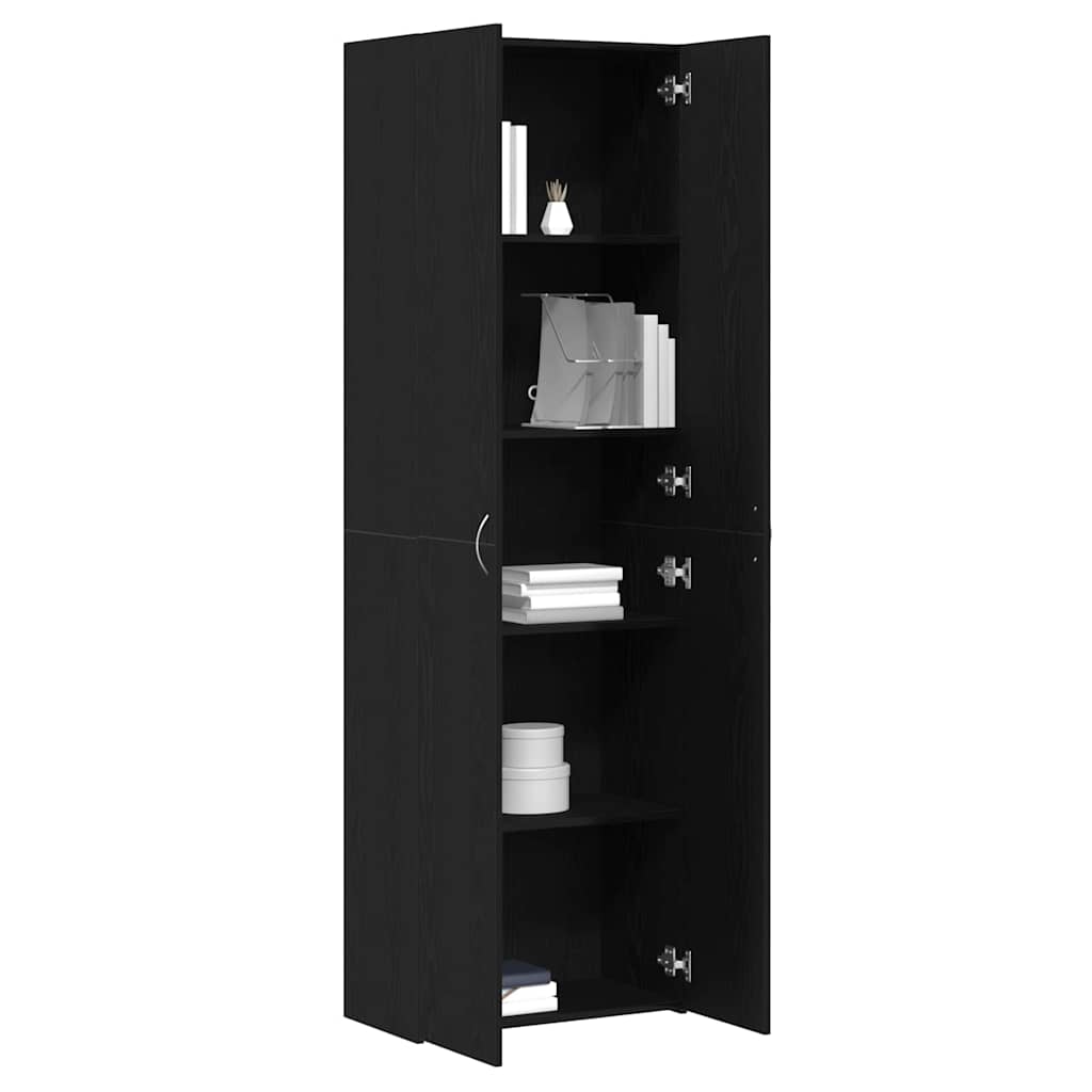 vidaXL Biurowa szafka z półką z drzwiami Czarny Dąb 60 x 32 x 190 cm