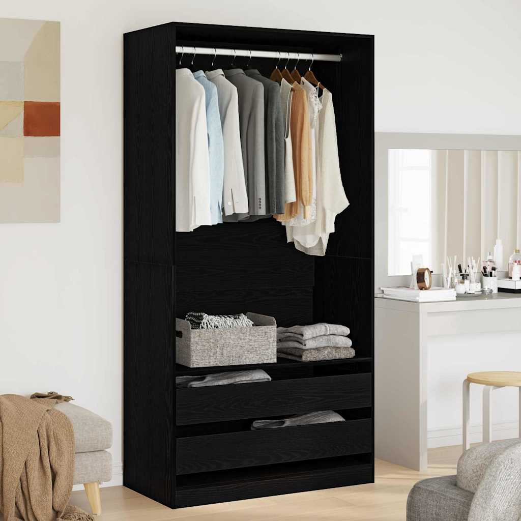 vidaXL Garderoba Czarny Dąb 100 x 50 x 200 cm Materiał drewnopochodny