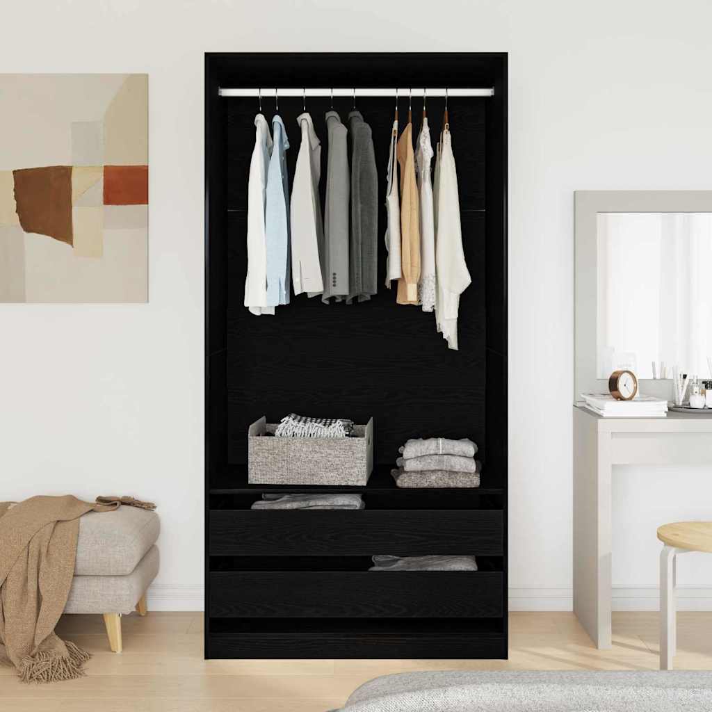 vidaXL Garderoba Czarny Dąb 100 x 50 x 200 cm Materiał drewnopochodny