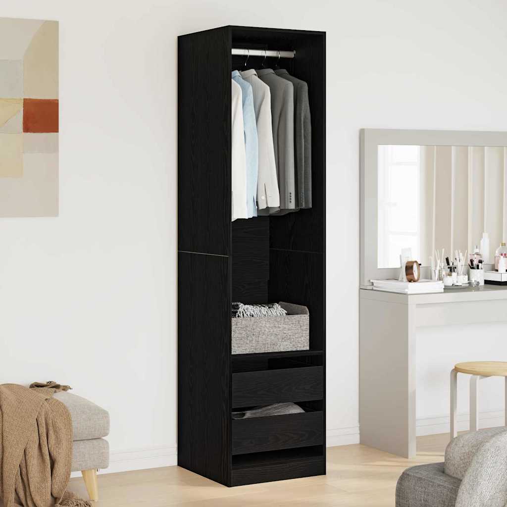 vidaXL Garderoba Czarny Dąb 50 x 50 x 200 cm Materiał drewnopochodny
