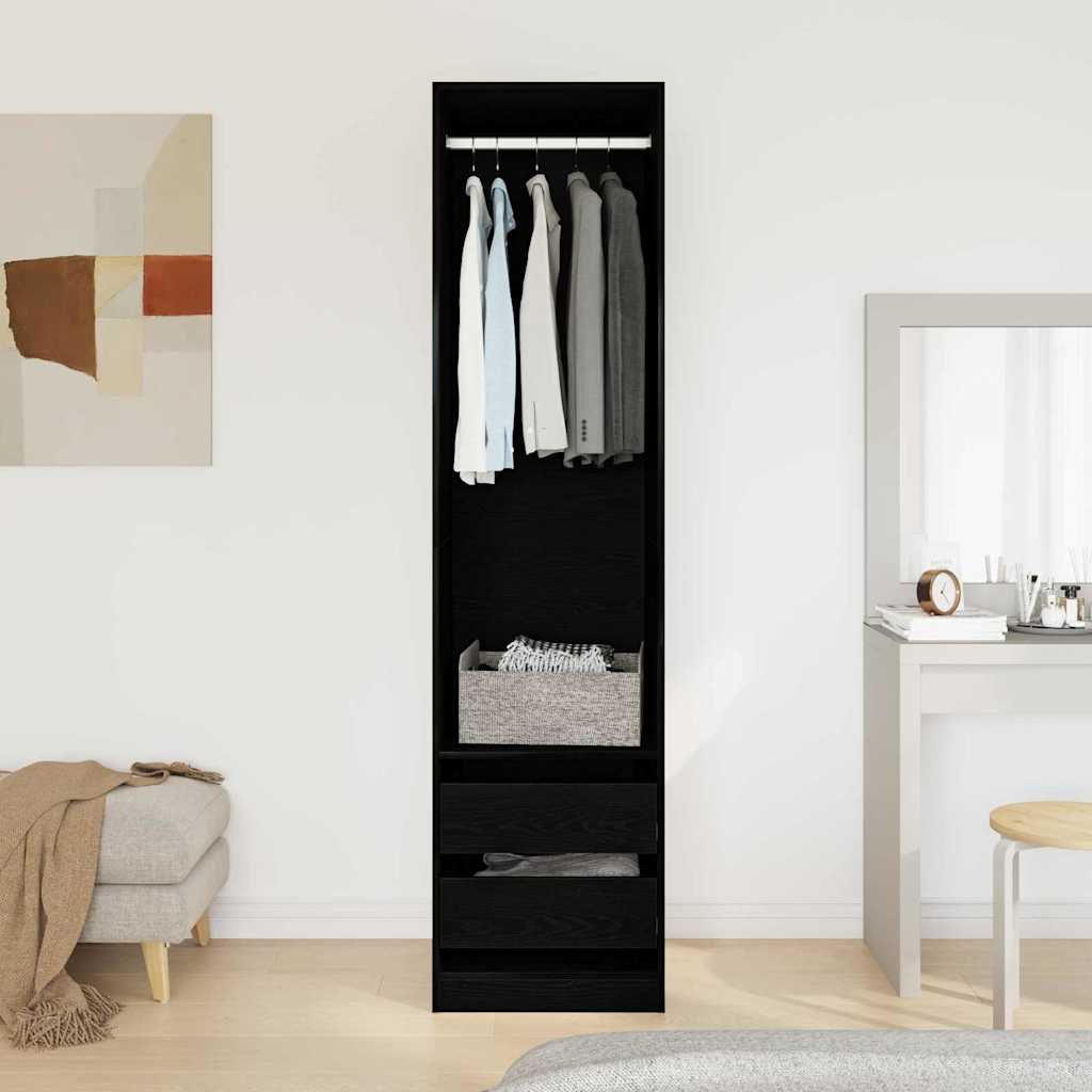 vidaXL Garderoba Czarny Dąb 50 x 50 x 200 cm Materiał drewnopochodny