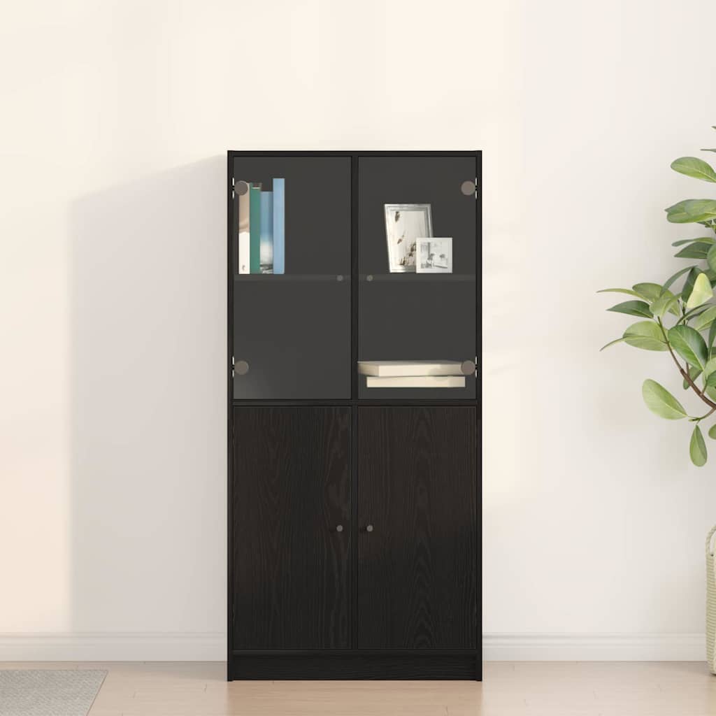 vidaXL Highboard Czarny Dąb 68 x 37 x 142 cm