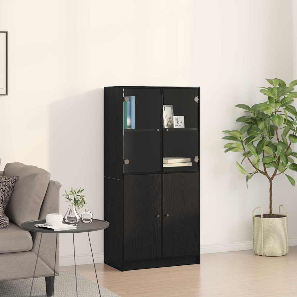 vidaXL Highboard Czarny Dąb 68 x 37 x 142 cm