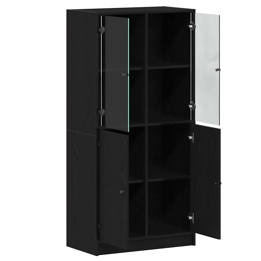 vidaXL Highboard Czarny Dąb 68 x 37 x 142 cm