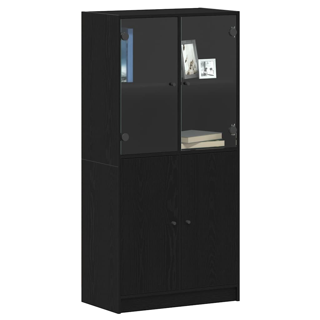 vidaXL Highboard Czarny Dąb 68 x 37 x 142 cm