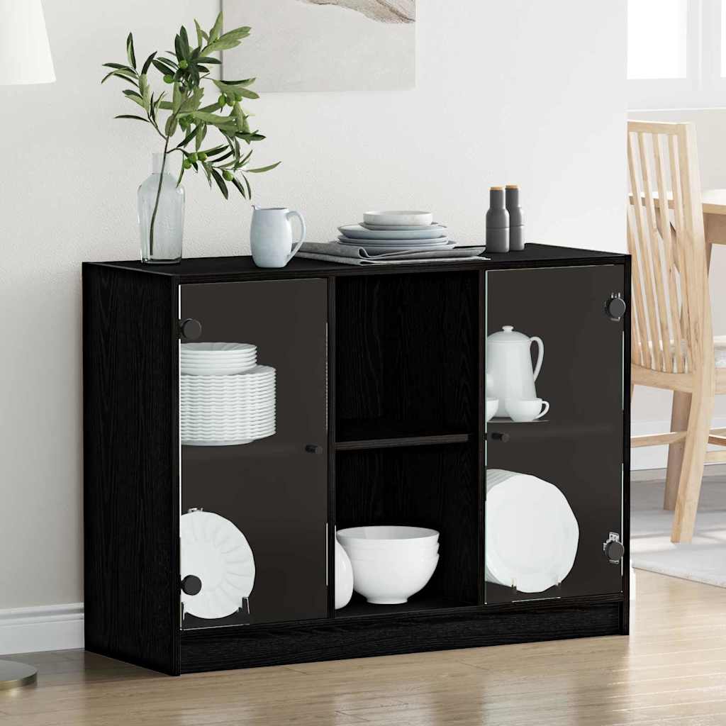 vidaXL Bufet Czarny Dąb 100 x 37 x 75.5 cm