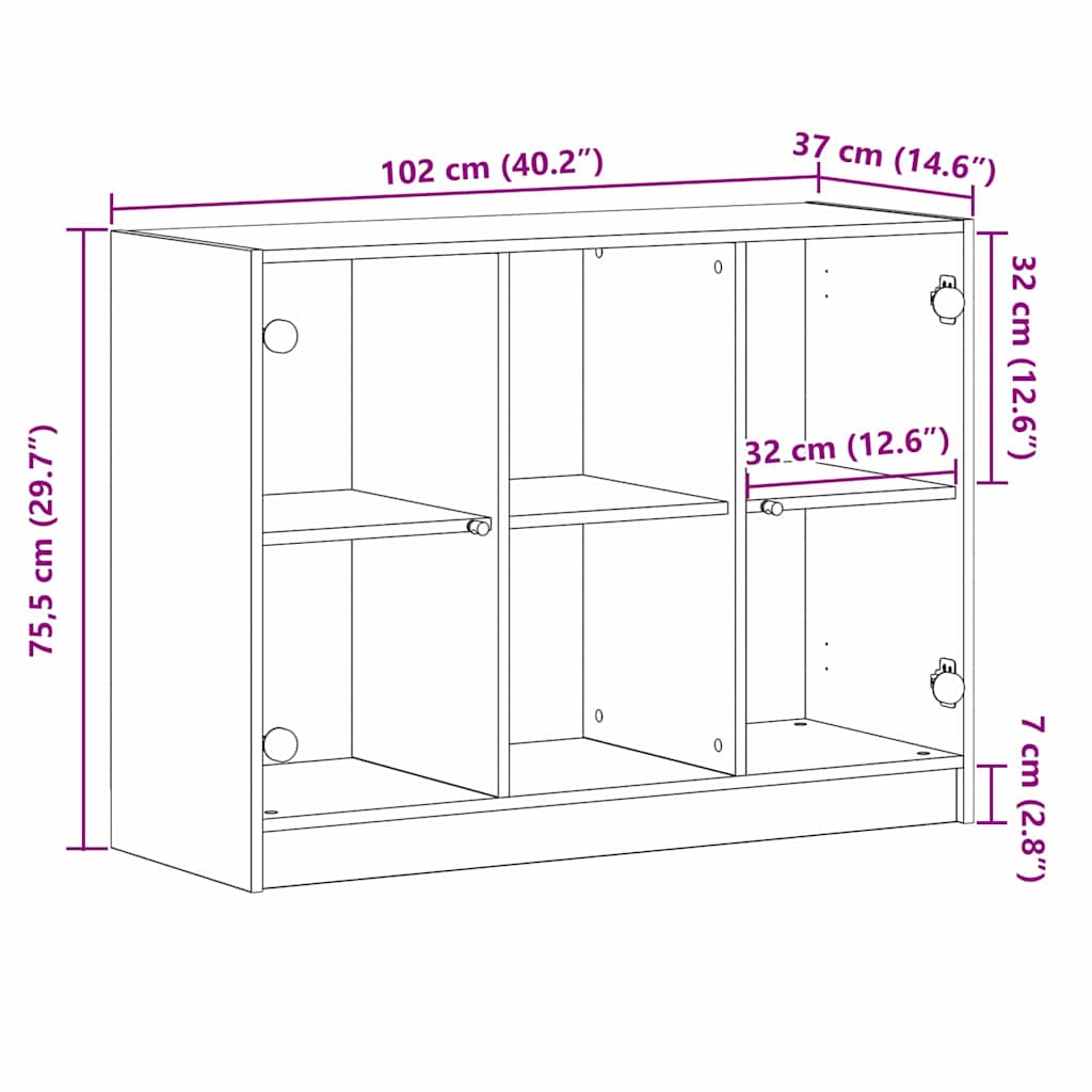 vidaXL Bufet Czarny Dąb 100 x 37 x 75.5 cm