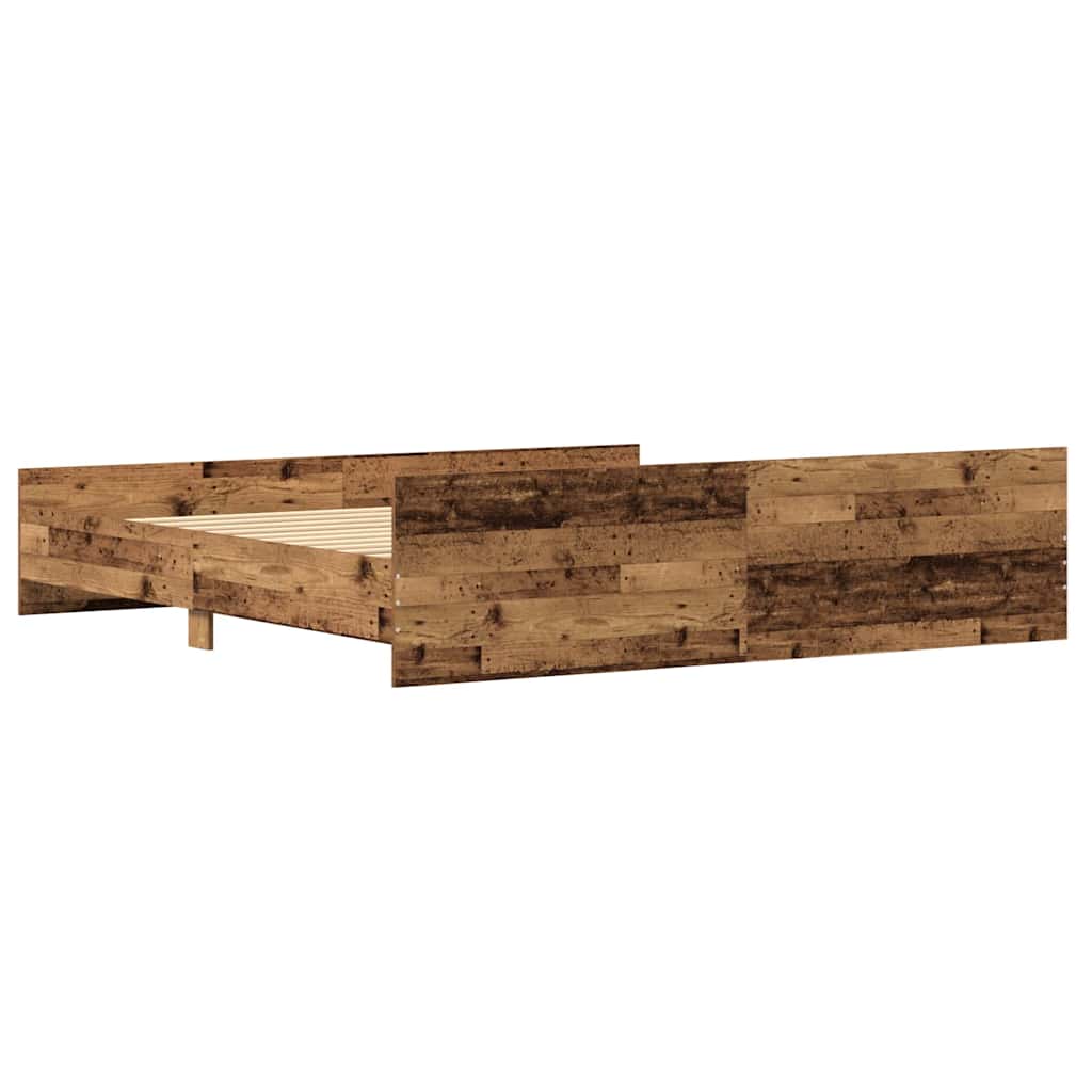 vidaXL Ramka łóżka Z zagłówkiem Stare drewno 203 x 203 x 50 cm