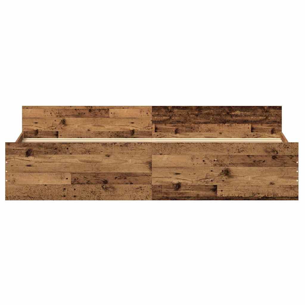 vidaXL Ramka łóżka Z zagłówkiem Stare drewno 203 x 203 x 50 cm