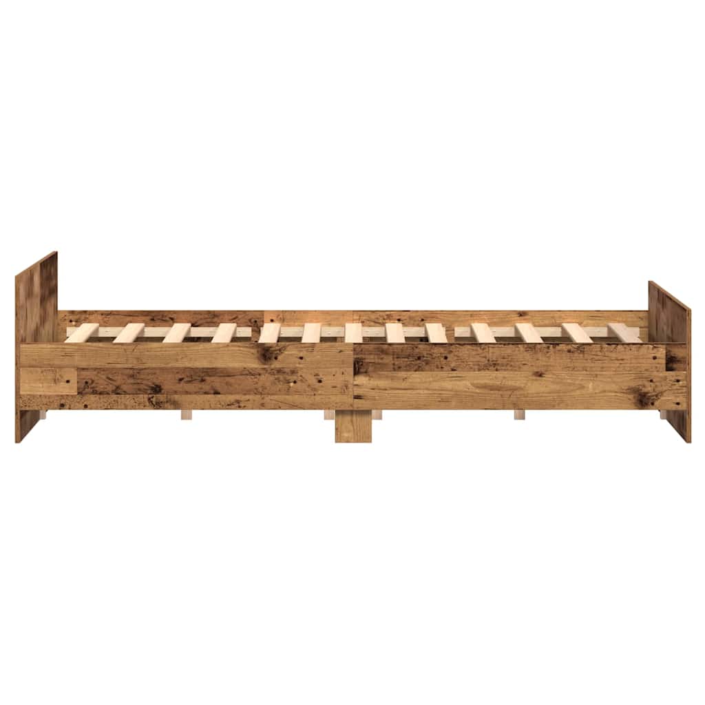 vidaXL Ramka łóżka Z zagłówkiem Stare drewno 203 x 203 x 50 cm