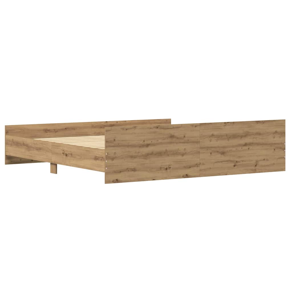 vidaXL Ramka łóżka Z zagłówkiem Dąb rzemieślniczy 203 x 203 x 50 cm