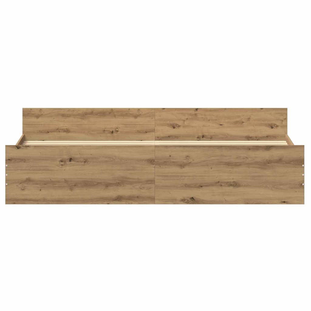 vidaXL Ramka łóżka Z zagłówkiem Dąb rzemieślniczy 203 x 203 x 50 cm
