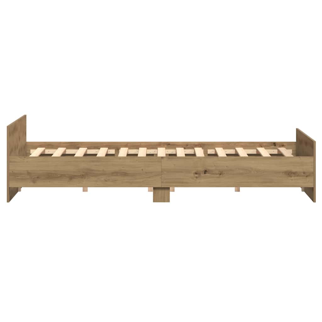 vidaXL Ramka łóżka Z zagłówkiem Dąb rzemieślniczy 203 x 203 x 50 cm