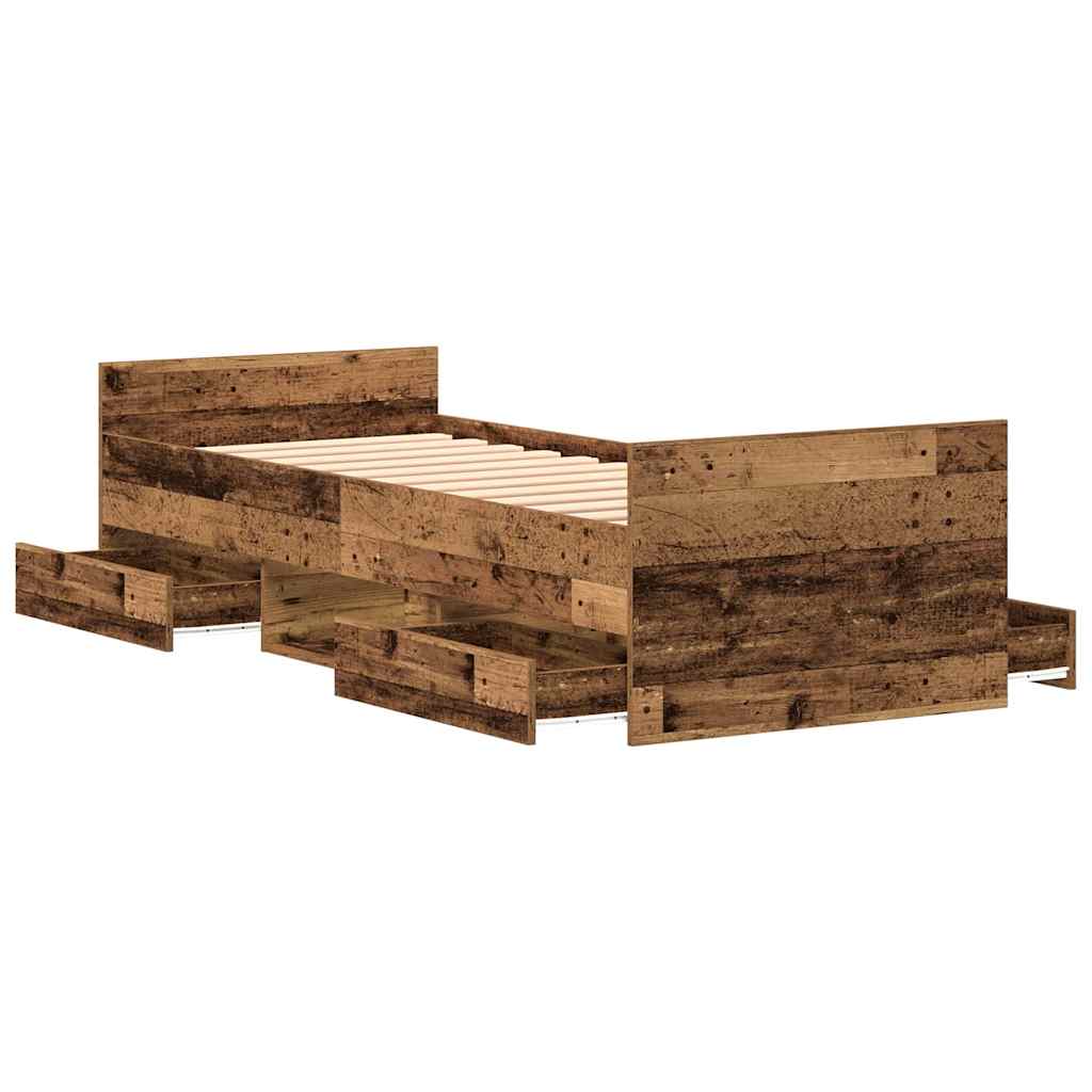 vidaXL Ramka łóżka Z zagłówkiem Stare drewno 193 x 78 x 50 cm