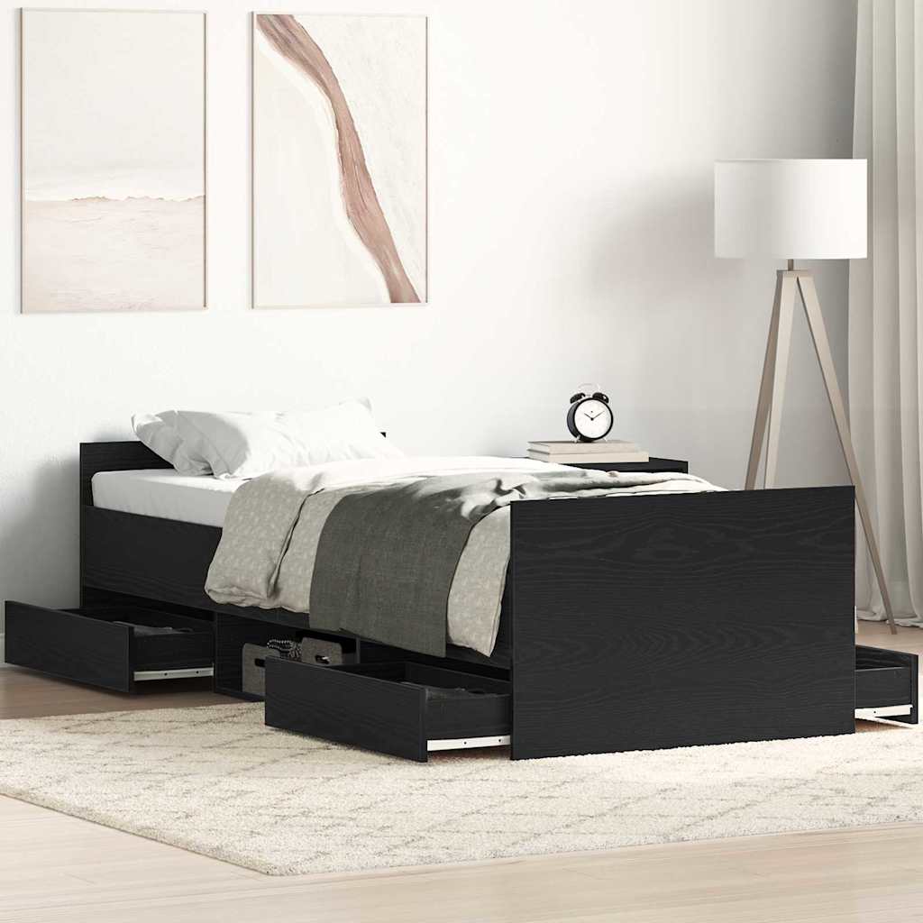 vidaXL Ramka łóżka Czarny Dąb 193 x 78 x 50 cm Materiał drewnopochodny