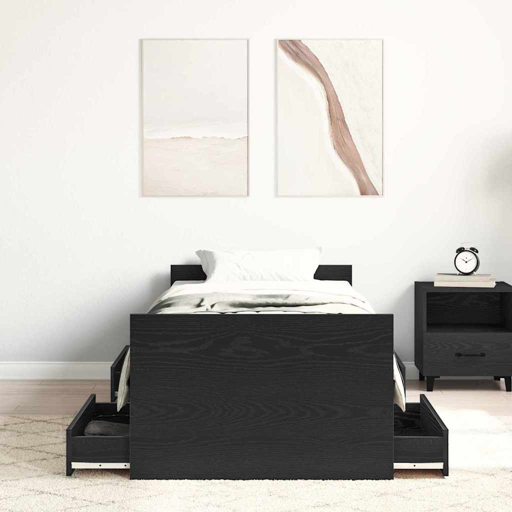 vidaXL Ramka łóżka Czarny Dąb 193 x 78 x 50 cm Materiał drewnopochodny
