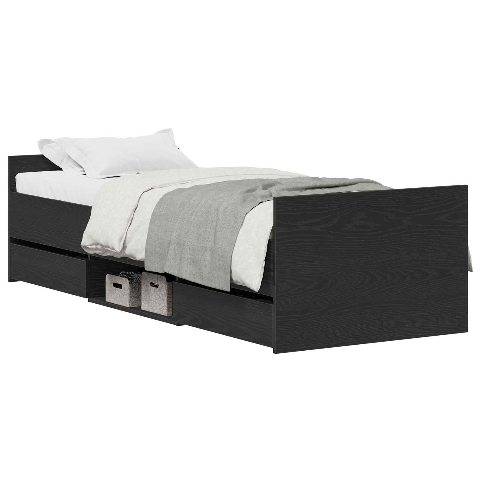 vidaXL Ramka łóżka Czarny Dąb 193 x 78 x 50 cm Materiał drewnopochodny