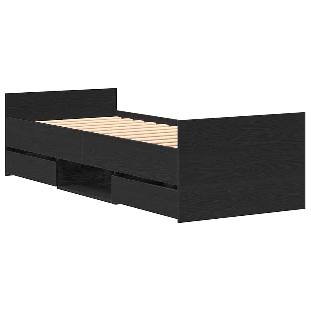 vidaXL Ramka łóżka Czarny Dąb 193 x 78 x 50 cm Materiał drewnopochodny