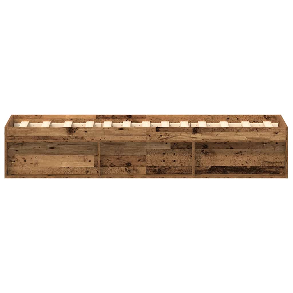 vidaXL Rama łóżka bez materaca, stare drewno, 75x190 cm
