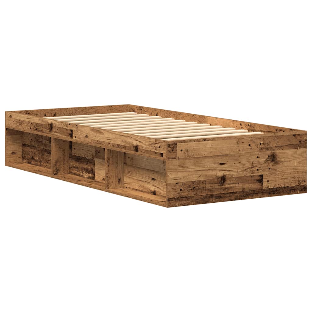 vidaXL Rama łóżka bez materaca, stare drewno, 75x190 cm