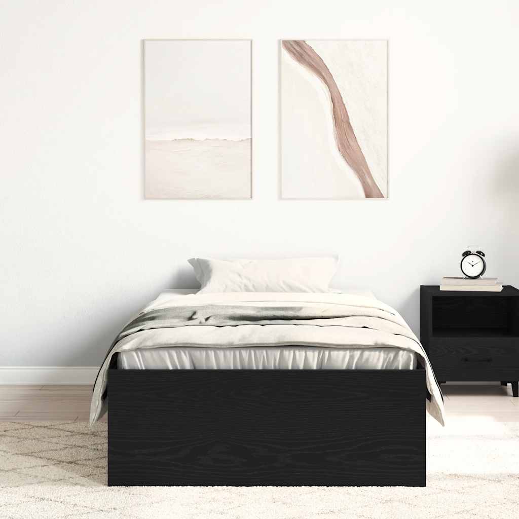 vidaXL Łóżko bez materaca, czarny dąb, 75x190 cm