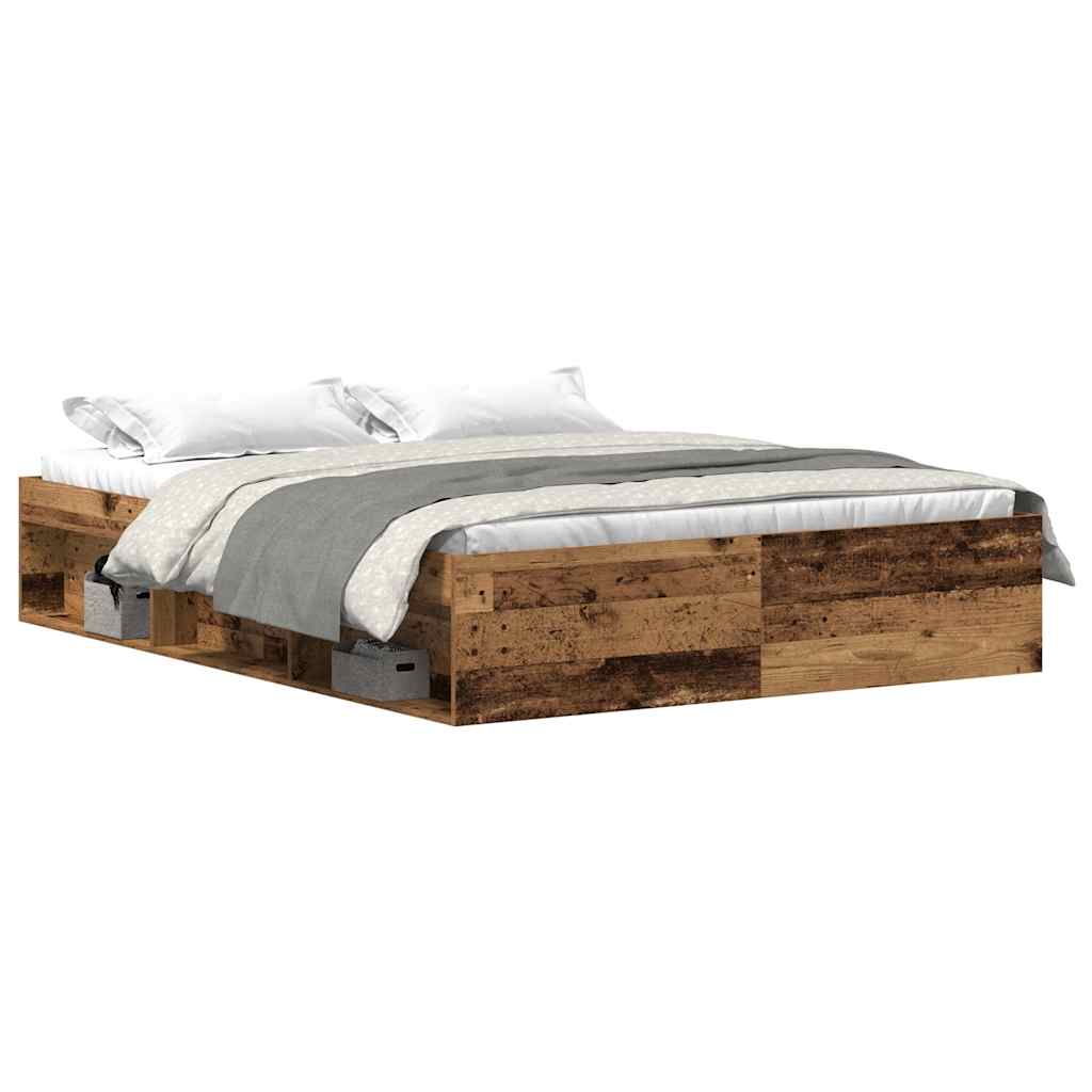 vidaXL Rama łóżka bez materaca Stare drewno 150x200cm Drewno klejone