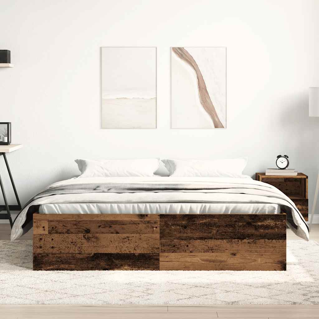 vidaXL Rama łóżka bez materaca Stare drewno 150x200cm Drewno klejone