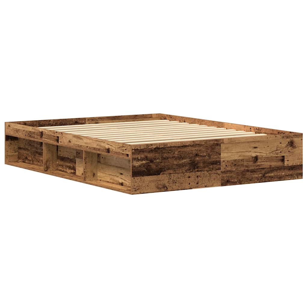 vidaXL Rama łóżka bez materaca Stare drewno 150x200cm Drewno klejone