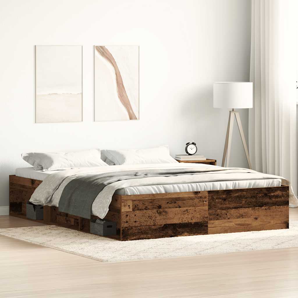 vidaXL Rama łóżka bez materaca Stare drewno 150x200cm Drewno klejone
