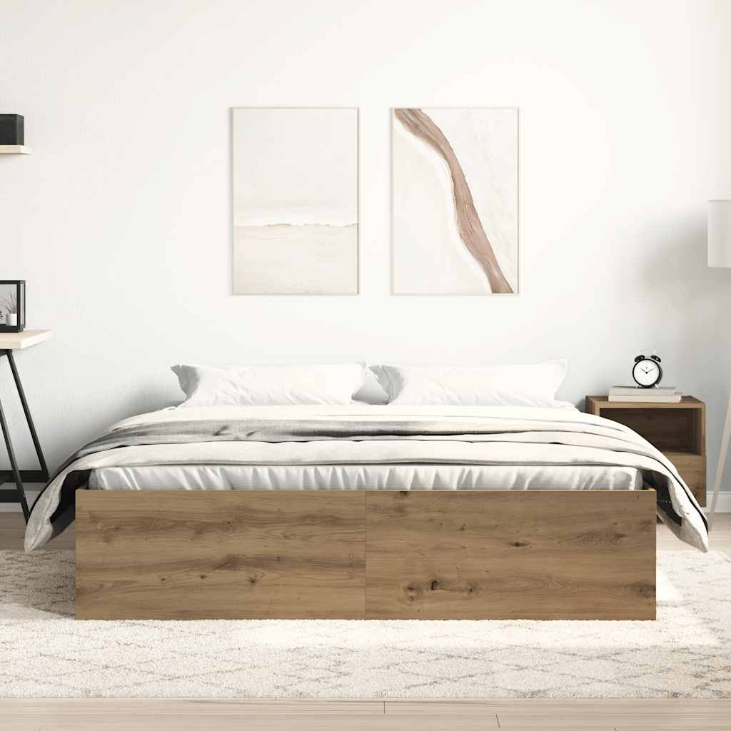 vidaXL Rama łóżka bez materaca Artisan Oak 150x200cm Drewno klejone