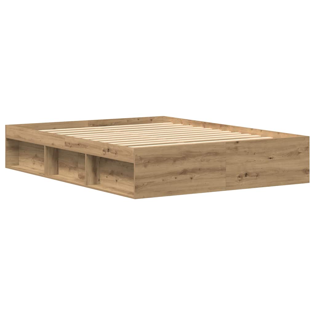 vidaXL Rama łóżka bez materaca Artisan Oak 150x200cm Drewno klejone