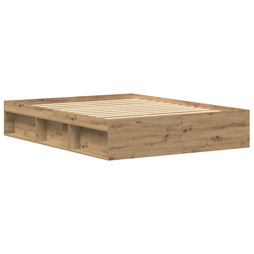 vidaXL Rama łóżka bez materaca Artisan Oak 150x200cm Drewno klejone