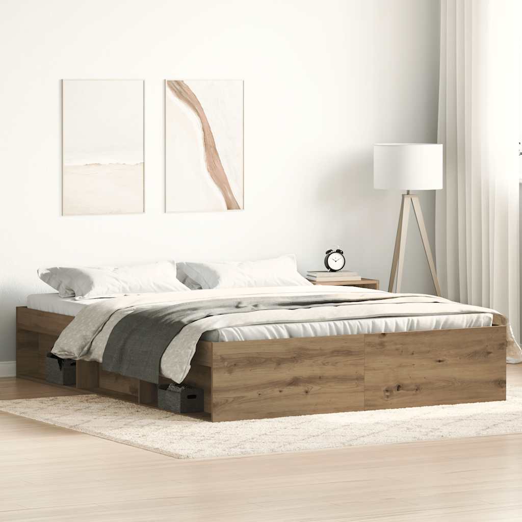 vidaXL Rama łóżka bez materaca Artisan Oak 150x200cm Drewno klejone