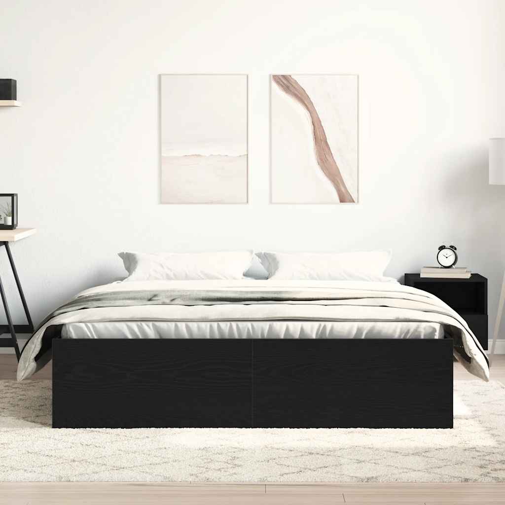 vidaXL Rama łóżka bez materaca, czarny dąb, 150x200 cm