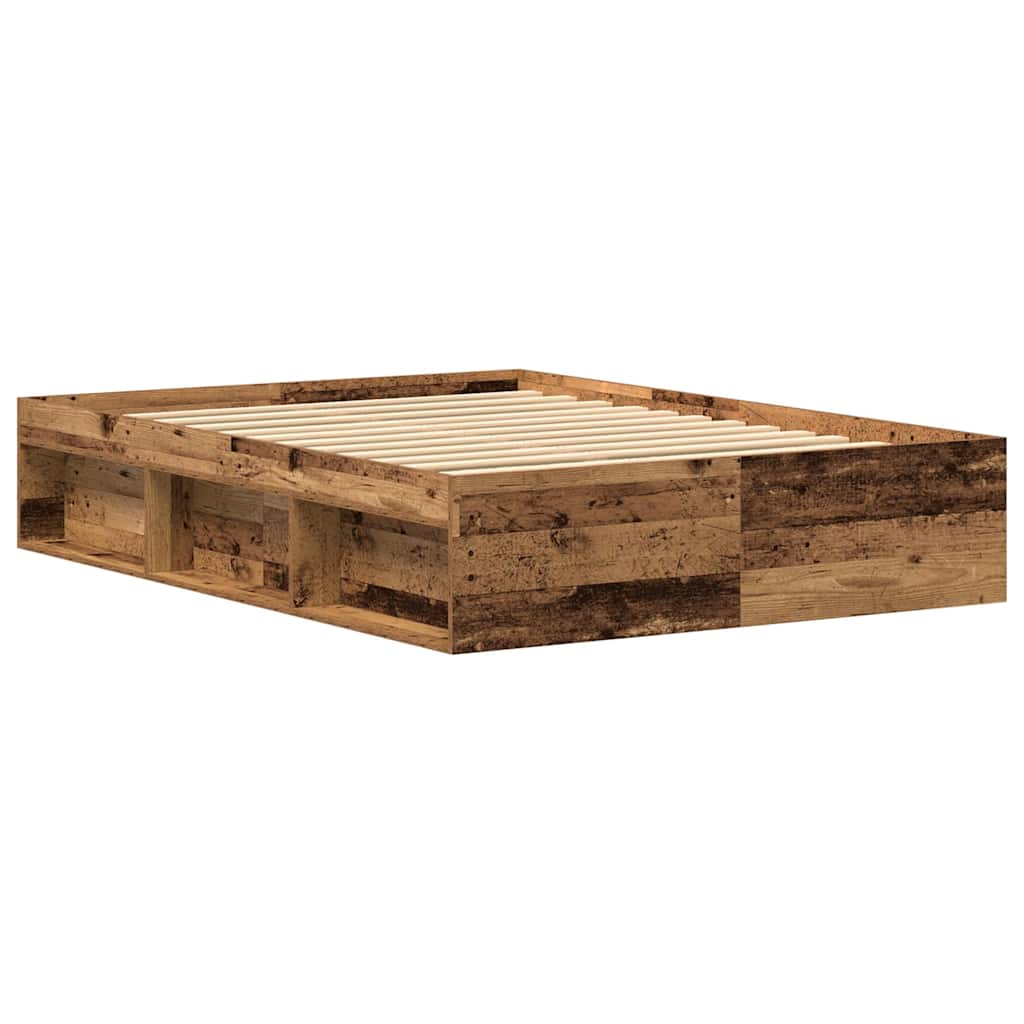 vidaXL Rama łóżka bez materaca Stare drewno 135x190cm Drewno klejone