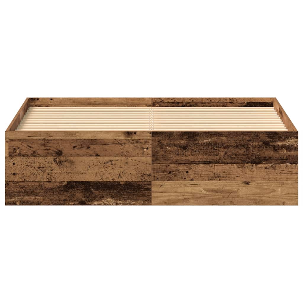 vidaXL Rama łóżka bez materaca Stare drewno 135x190cm Drewno klejone