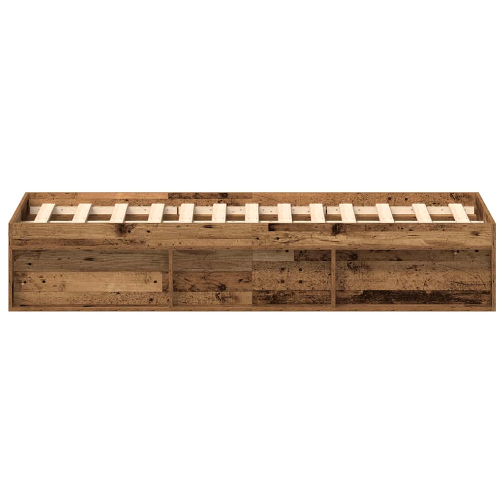vidaXL Rama łóżka bez materaca Stare drewno 135x190cm Drewno klejone