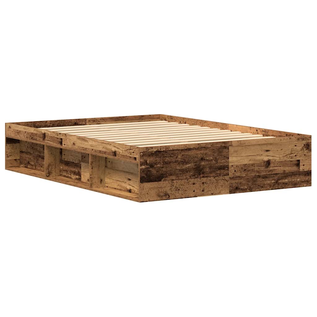 vidaXL Rama łóżka bez materaca Stare drewno 135x190cm Drewno klejone